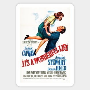 Restored It's A Wonderful Life" Movie Print Featuring Jimmy Stewart and Donna Reed Sticker